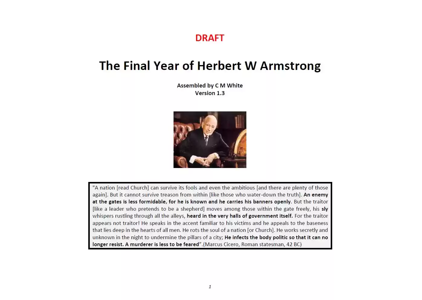 The Final Year of Herbert W Armstrong cover